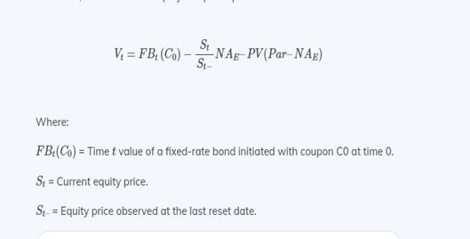 The final evaluation of the formula of the equity swap