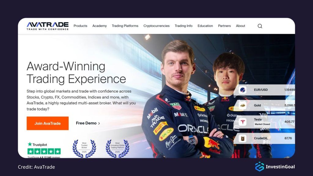 General View of the AvaTrade Homepage