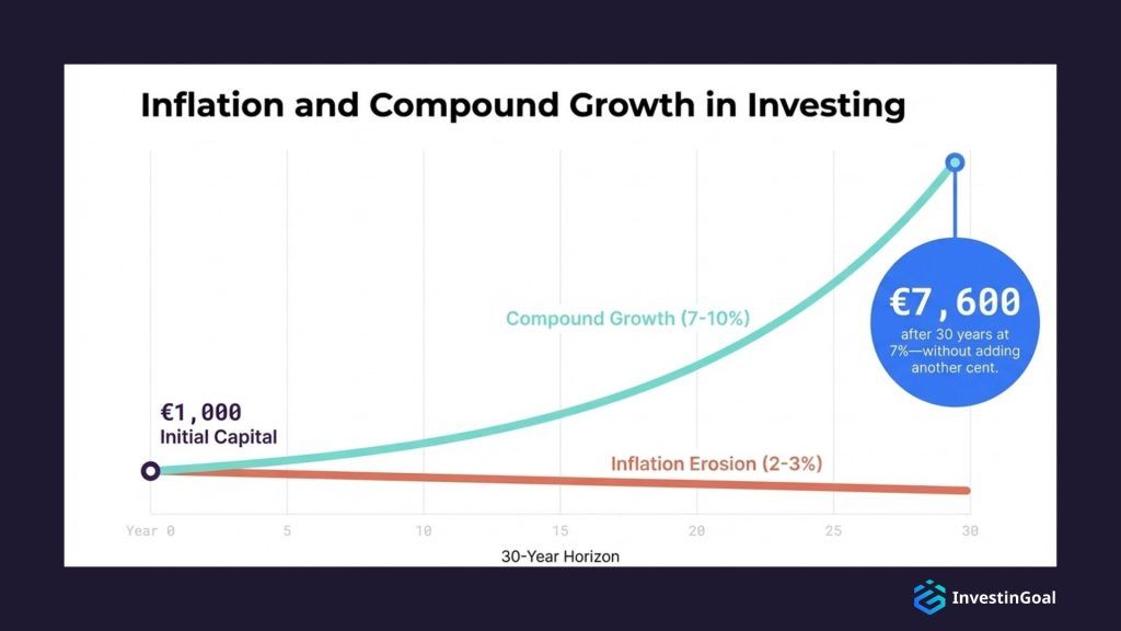 The different growth of inflation and compound in investing
