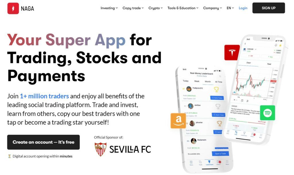 The homepage of the Naga's website