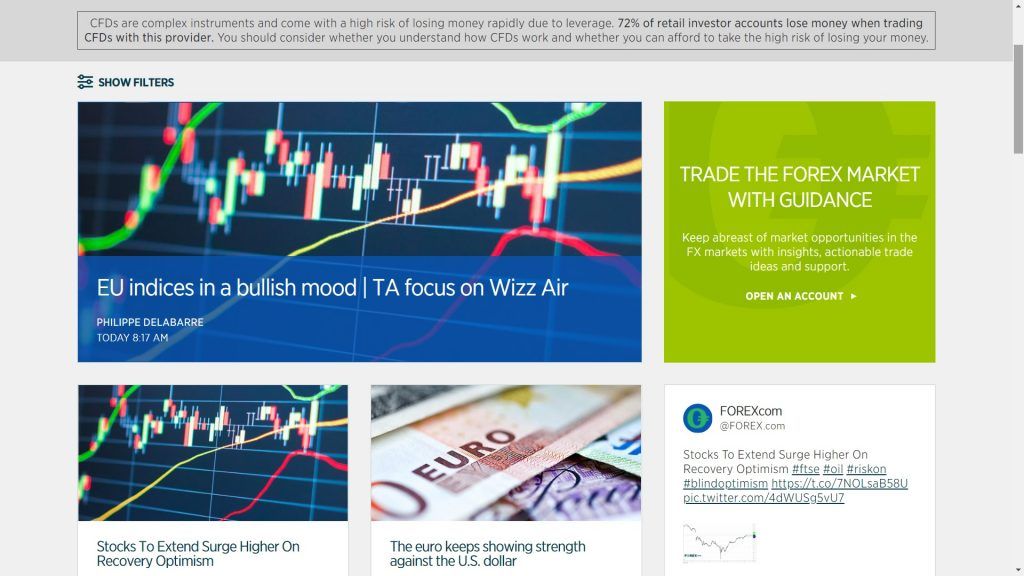research section on the forex.com website