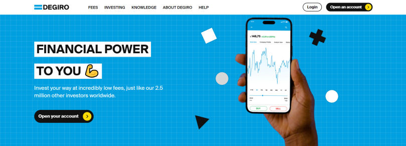 The homepage of DEGIRO