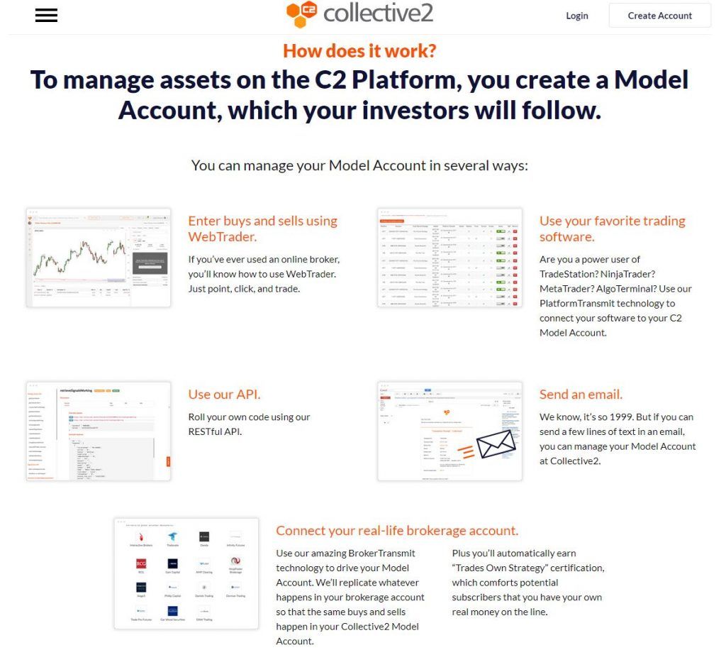The model account for strategy managers at Collective2