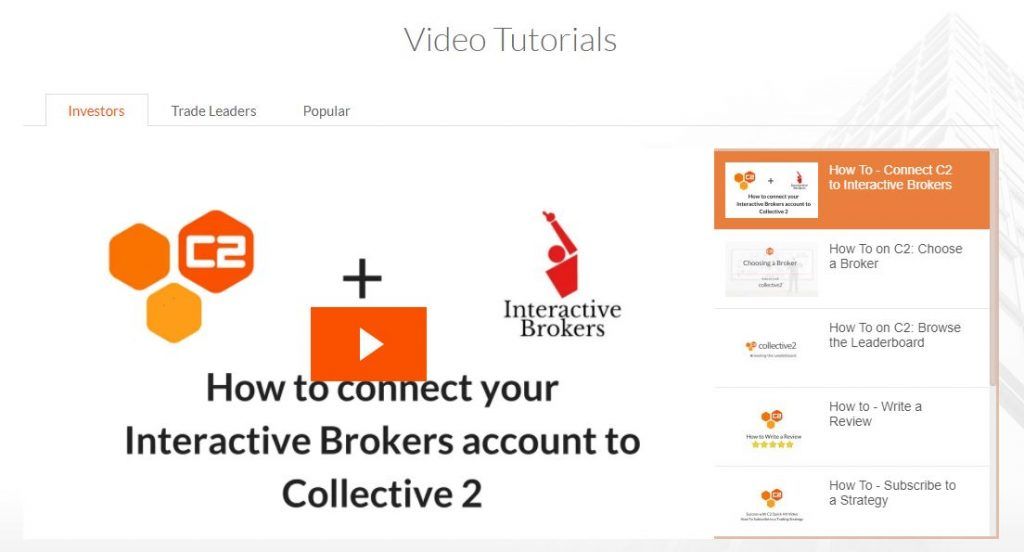 The video tutorial arranged by Collective2