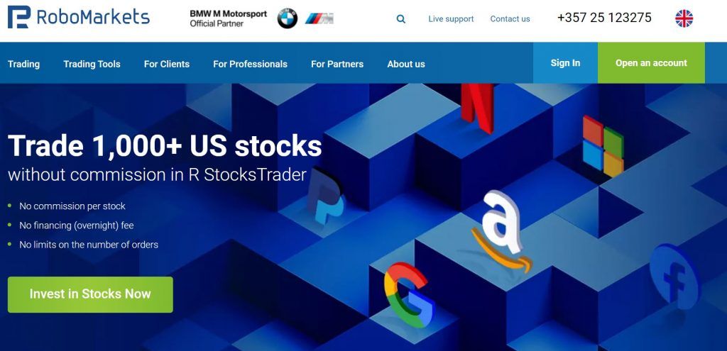 The RoboMarkets website