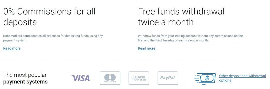 The most popular payment system at RoboMarkets